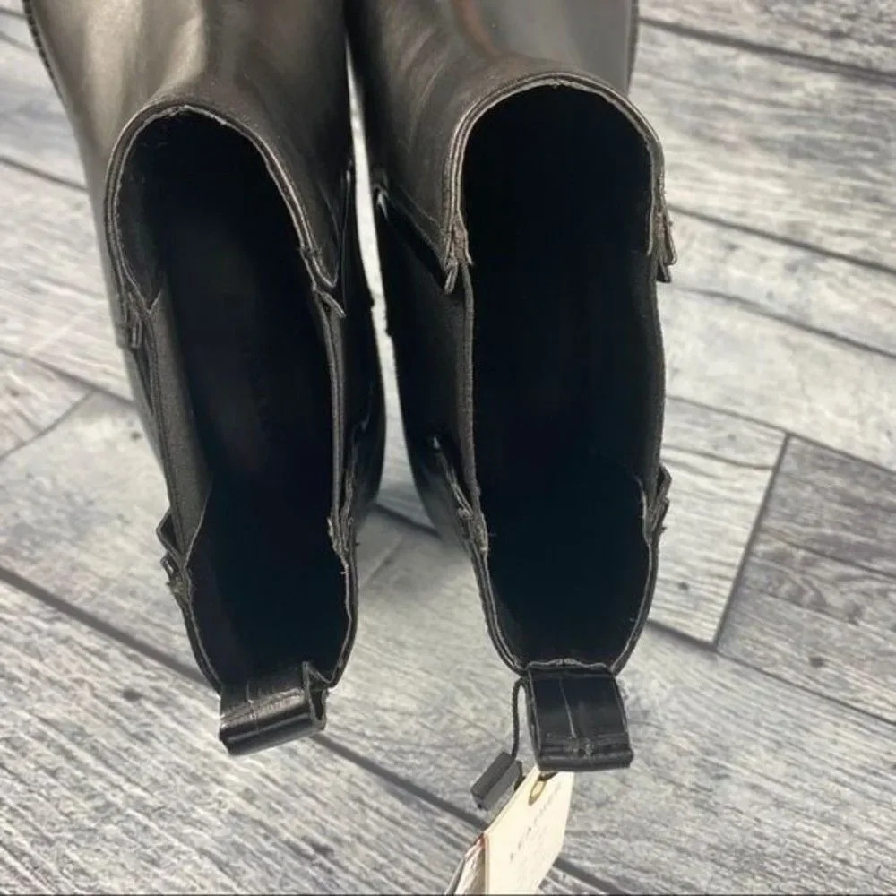 NEW zara bootie black leather ankle boots elastic GUSSET pull on womens 11 EU 42 - Picture 12 of 16